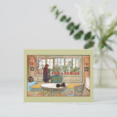 花はカール・ラーソンによる窓際の窓辺 ポストカード (スタンド正面)