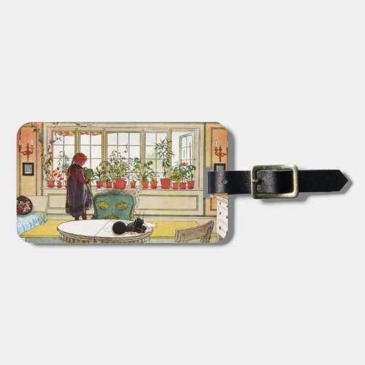 花はカール・ラーソンによる窓際の窓辺 ラゲッジタグ (正面横)