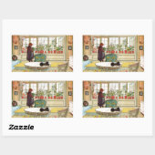 花はカール・ラーソンによる窓際の窓辺 長方形シール (シート)