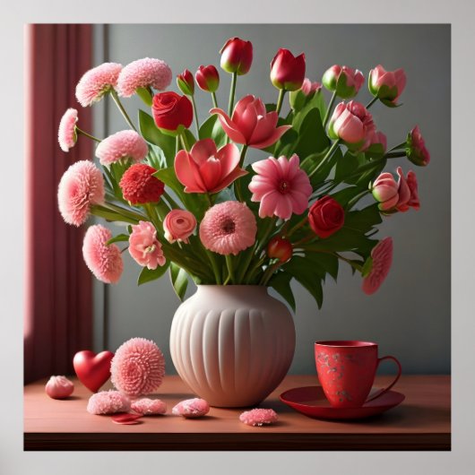 花はバレンタインのブークレッド・ピンクを愛する ポスター (正面)