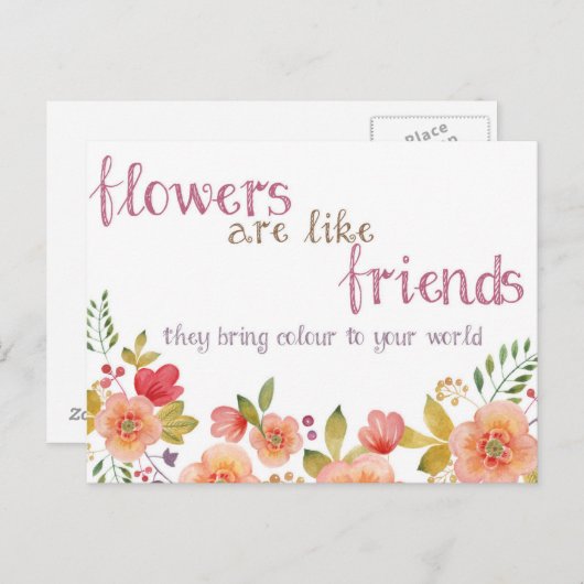 花は友達の引用文はがき ポストカード (正面/裏面)