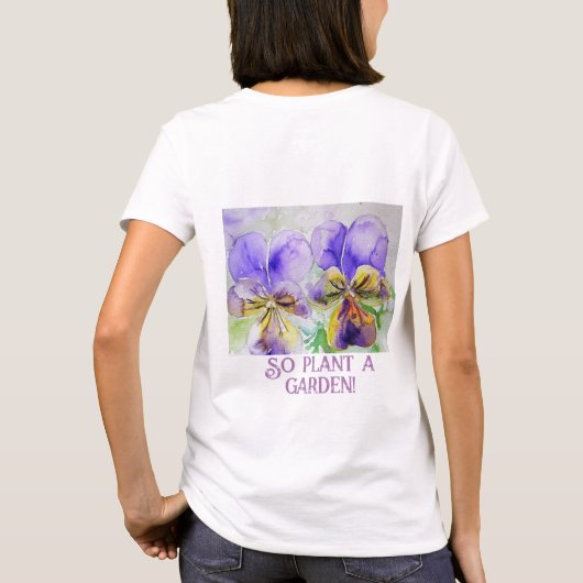花は土が笑うので百合の庭を植える Tシャツ (裏面)