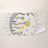 花は太陽と月のグラフィックアートを惑星 バスタオル (バスタオル)