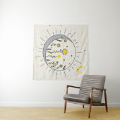 花は太陽と月のグラフィック・アートを惑星とする タペストリー (インサイチュ(横))