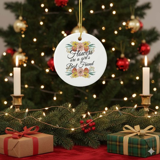 花は女の子の友最高の達である-《植物》百日草アート セラミックオーナメント