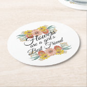 花は女の子の友最高の達である-《植物》百日草アート ラウンドペーパーコースター (アングル)