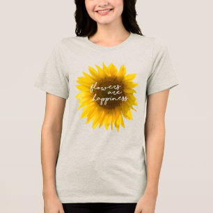 花は幸せの引用符ひまわりフィルター トライブレンドTシャツ