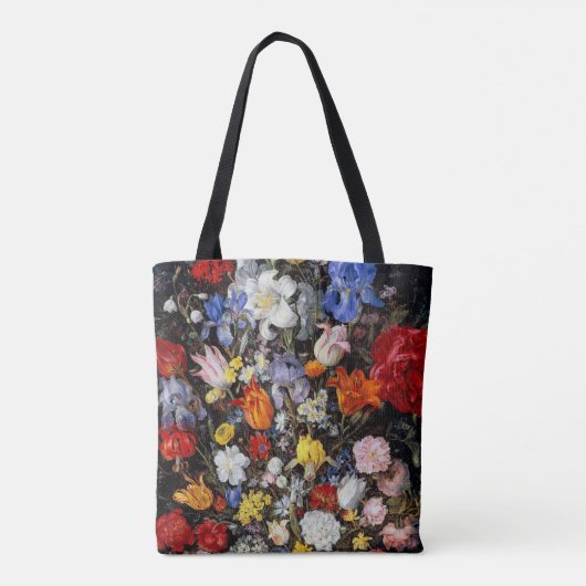 花は木製の容器に、ジャン・ブリュエゲル長老 トートバッグ (裏面)