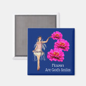 花は神のスマイル 感動的 マグネット (正面/裏面)