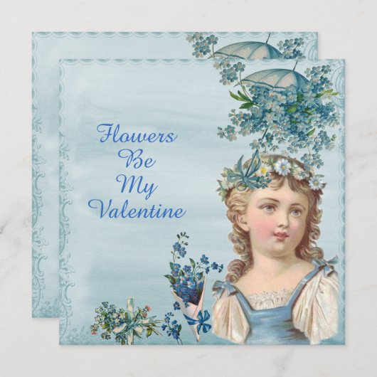 花は私のバレンタイン青い花の親愛娘 シーズンカード (正面/裏面)
