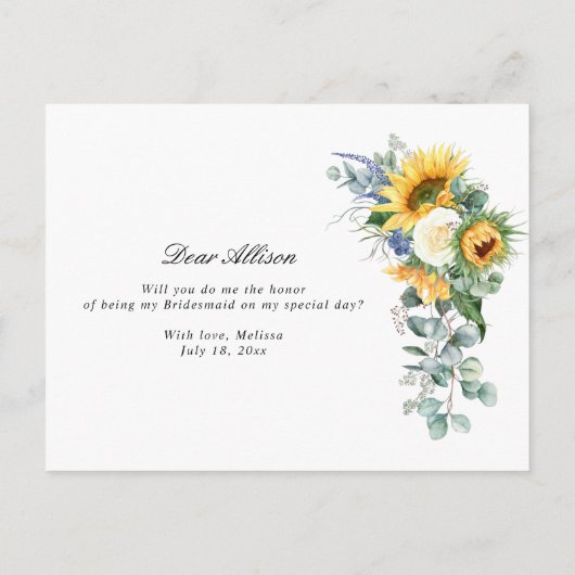花は私のブライドメイドのカード インビテーションポストカード (裏面)