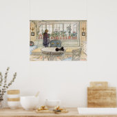 花は窓枠に、1895年カール・ラーソン ポスター (キッチン)