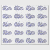 花は紫色で輪郭が金色AOP ラッピングペーパー (フラット)