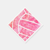 花は羽毛ピンクのバレーボールパーティー スタンダードカクテルナプキン (角)