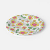 花は、ピンクの黄色いハッピー・春の糞  ペーパープレート (アングル)