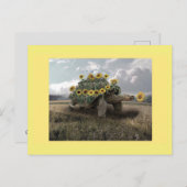 花ひまわりウミガメ葉書 ポストカード (正面/裏面)