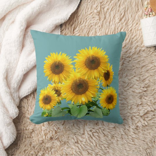 花ひまわりオンティール(緑がかった色) クッション (ブランケット)
