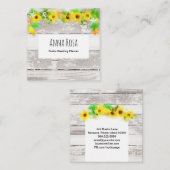 花ひまわり素朴オールドヴィンテージウッドレモン スクエア名刺 (正面/裏面)