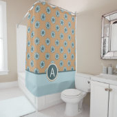 花ひまわり青い花（モノグラム） シャワーカーテン (インサイチュ)