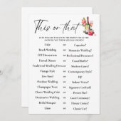 花びらこれまたはそのブライダルシャワーゲームカード (正面/裏面)