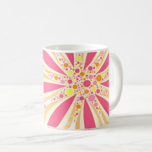 花びらとドット春フラワーデジタルイラストレーション コーヒーマグカップ