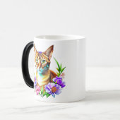 花びらとプリンかわいい猫とかわいらし花 モーフィングマグカップ (正面左)
