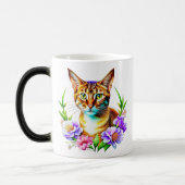 花びらとプリンかわいい猫とかわいらし花 モーフィングマグカップ (左)