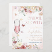 花びらとプロセッコとワイルドフラワーズブライダルシャワー 招待状 (正面/裏面)
