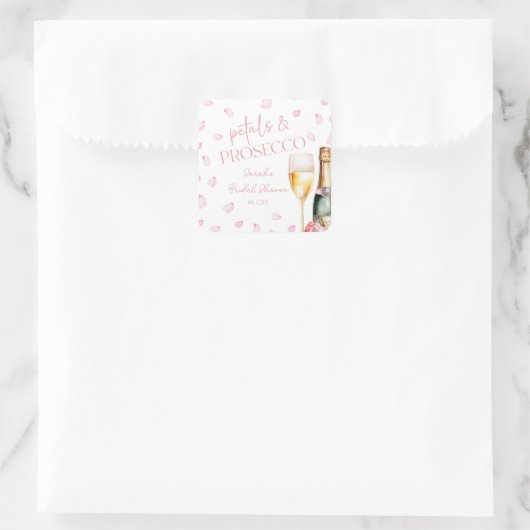 花びらとプロセッコのミモザシャンパン ブライダルシャワー スクエアシール (バッグ)