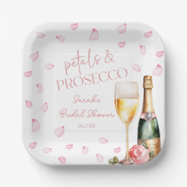 花びらとプロセッコのミモザシャンパン ブライダルシャワー ペーパープレート