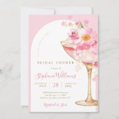 花びらとプロセッコアーチブライダルシャワーの招待 招待状 (正面)
