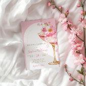 花びらとプロセッコアーチブライダルシャワーの招待 招待状