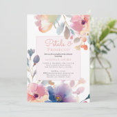 花びらとプロセッコカップルフローラブライダルシャワー 招待状 (スタンド正面)