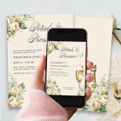 花びらとプロセッコクリームバラブライダルシャワー 招待状