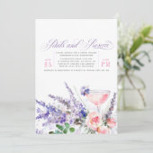 花びらとプロセッコパープルフローラブライダルシャワー 招待状 (スタンド正面)