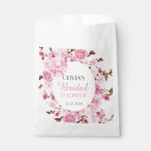 花びらとプロセッコピンクフローラブライダルシャワー フェイバーバッグ (正面)