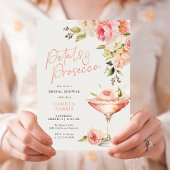 花びらとプロセッコピンクフローラブライダルシャワー 招待状