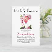 花びらとプロセッコピンクフローラブライダルシャワー 招待状 (スタンド正面)