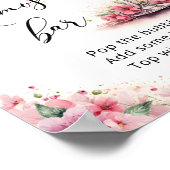 花びらとプロセッコピンクフローラミモサバー標識 ポスター (角)