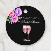 花びらとプロセッコピンクブライダルシャワーありがとう フェイバータグ (正面)