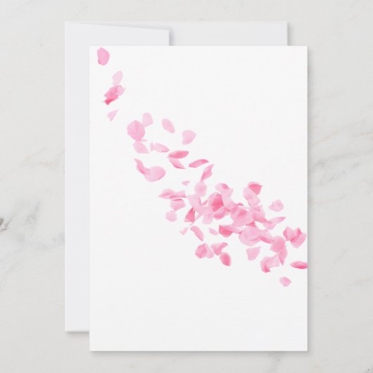 花びらとプロセッコピンクブライダルシャワーの招待 招待状 (裏面)