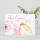 花びらとプロセッコピンクブライダルシャワー サンキューカード (スタンド正面)