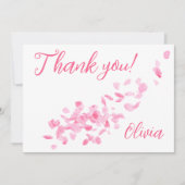 花びらとプロセッコピンクブライダルシャワー サンキューカード (正面)