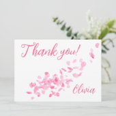 花びらとプロセッコピンクブライダルシャワー サンキューカード (スタンド正面)