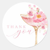 花びらとプロセッコピンクブライダルシャワー ラウンドシール (正面)