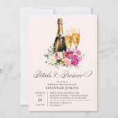 花びらとプロセッコピンク牡丹ブライダルシャワー 招待状 (正面)