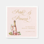 花びらとプロセッコフローラエレガントブライダルシャワー スタンダードカクテルナプキン (正面)