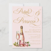 花びらとプロセッコフローラエレガントブライダルシャワー 招待状 (正面)