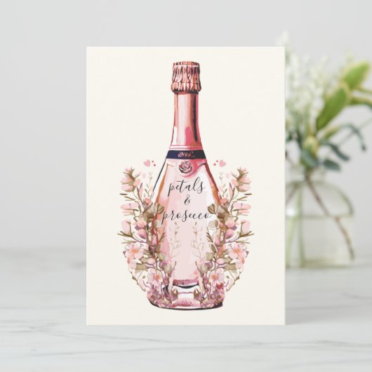 花びらとプロセッコフローラハートブライダルシャワー 招待状 (スタンド正面)