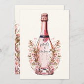 花びらとプロセッコフローラハートブライダルシャワー 招待状 (正面/裏面)